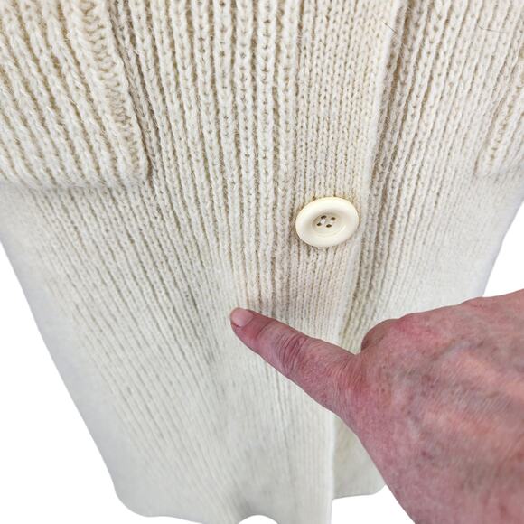 Vintage Cream Knit Cardigan Sweater Duster with Attached Scarf – Mohair Blend - Picture 10 of 12